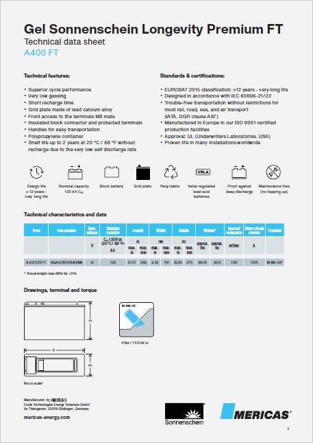 sonnenschein longevity premium FT A400 batteries, gel technology, dryfit, 